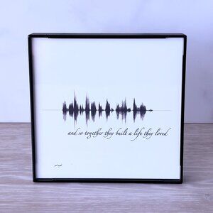 NEW And So Together Soundwave Framed Wall Art 4x4in Black White Minimalist